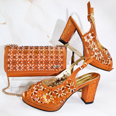 Burnt orange shoes and bag set  Size 42 or size 11