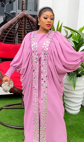 Blush Pink Luxury Embellished Kaftan