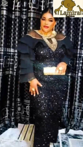 Elegant Black Long Gown With Beads (Size 44)