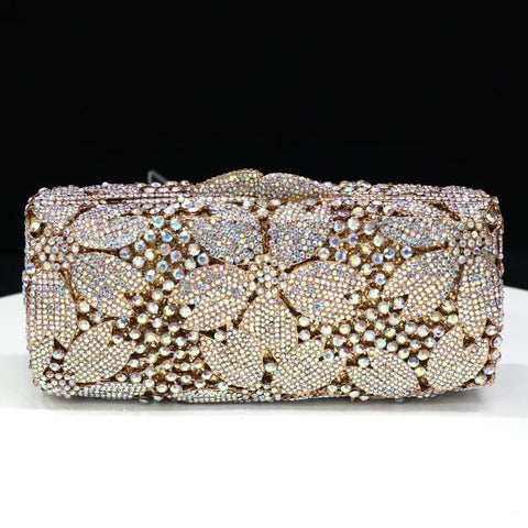 Elegant bespoke clutch crystal gold evening purse