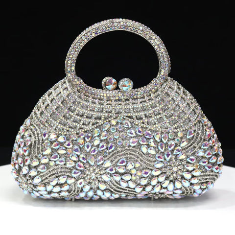 Elegant bespoke clutch evening silver purse