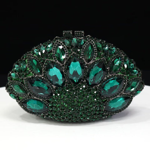 Elegant bespoke clutch metallic green evening purse