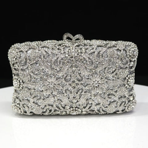 Elegant bespoke clutch metallic silver evening purse