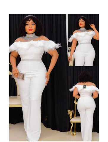 Elegant bespoke jumpsuit white Size 44
