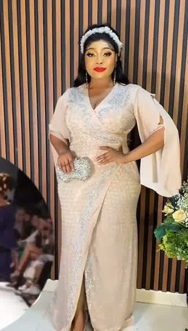 Elegant bespoke party dress with stones  Size 50