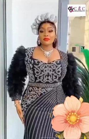 Elegant Black Bespoke Party Dress With Beads And Stones