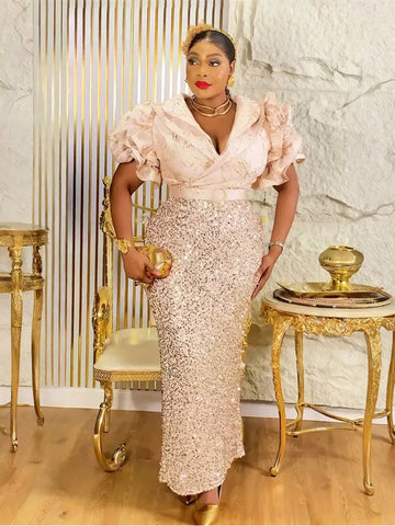 Peach Elegant Party Dress (Peach Size XL or Size 14)