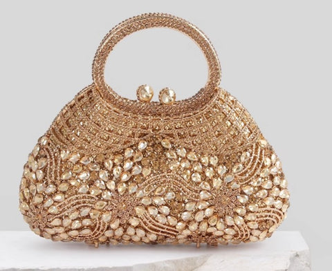 Elegant bespoke gold clutch evening purse